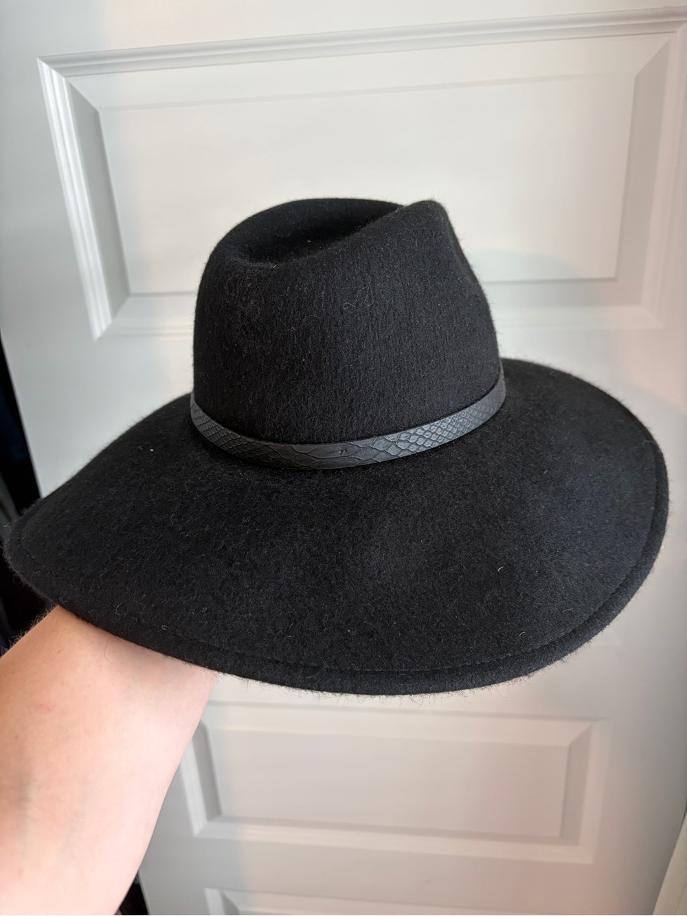 a new day Black Wide-Brim Fedora with Textured Band